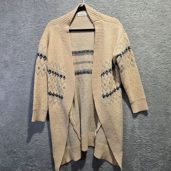Angashion Southwestern Tribal Print Cardigan Womens XL Aztec Geometric Beige - Picture 3 of 11